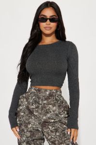 My Everyday Ribbed Tee - Charcoal sold by Fashion Nova