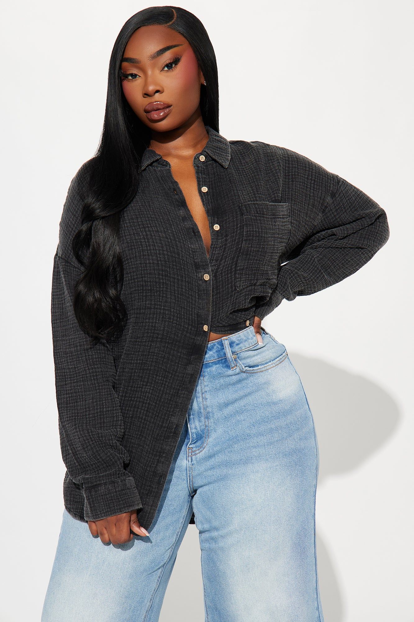 We The Walk Washed Shirt - Black sold by Fashion Nova product image thumbnail 4