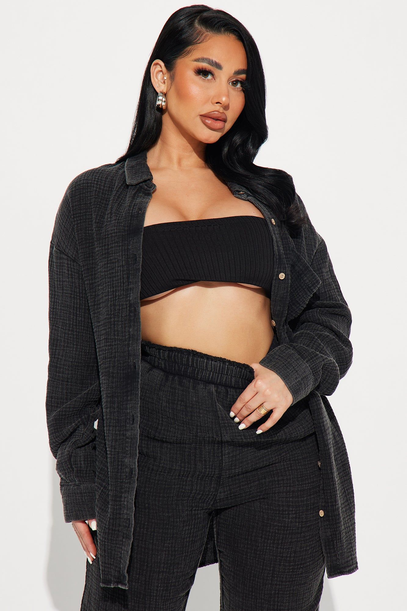 We The Walk Washed Shirt - Black sold by Fashion Nova