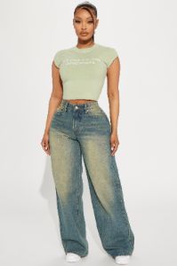 Heart Flutters Butterfly Baggy Jeans - Medium Wash sold by Fashion Nova