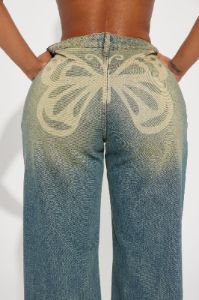 Heart Flutters Butterfly Baggy Jeans - Medium Wash sold by Fashion Nova
