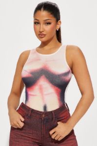 Call You Up Bodysuit - Red/combo sold by Fashion Nova