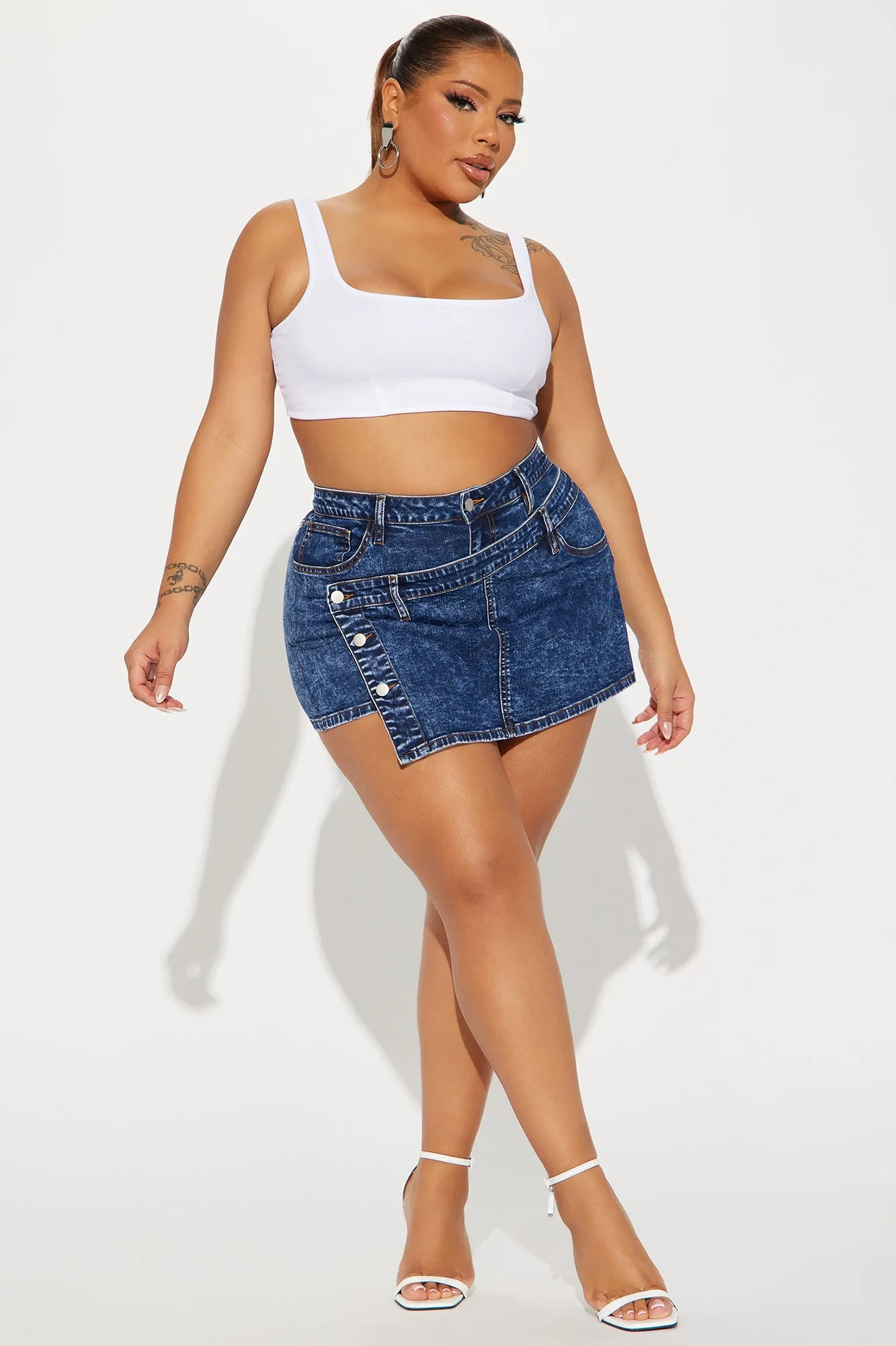 Kyra Mineral Wash Wrap Skort - Dark Wash sold by Fashion Nova product image thumbnail 4