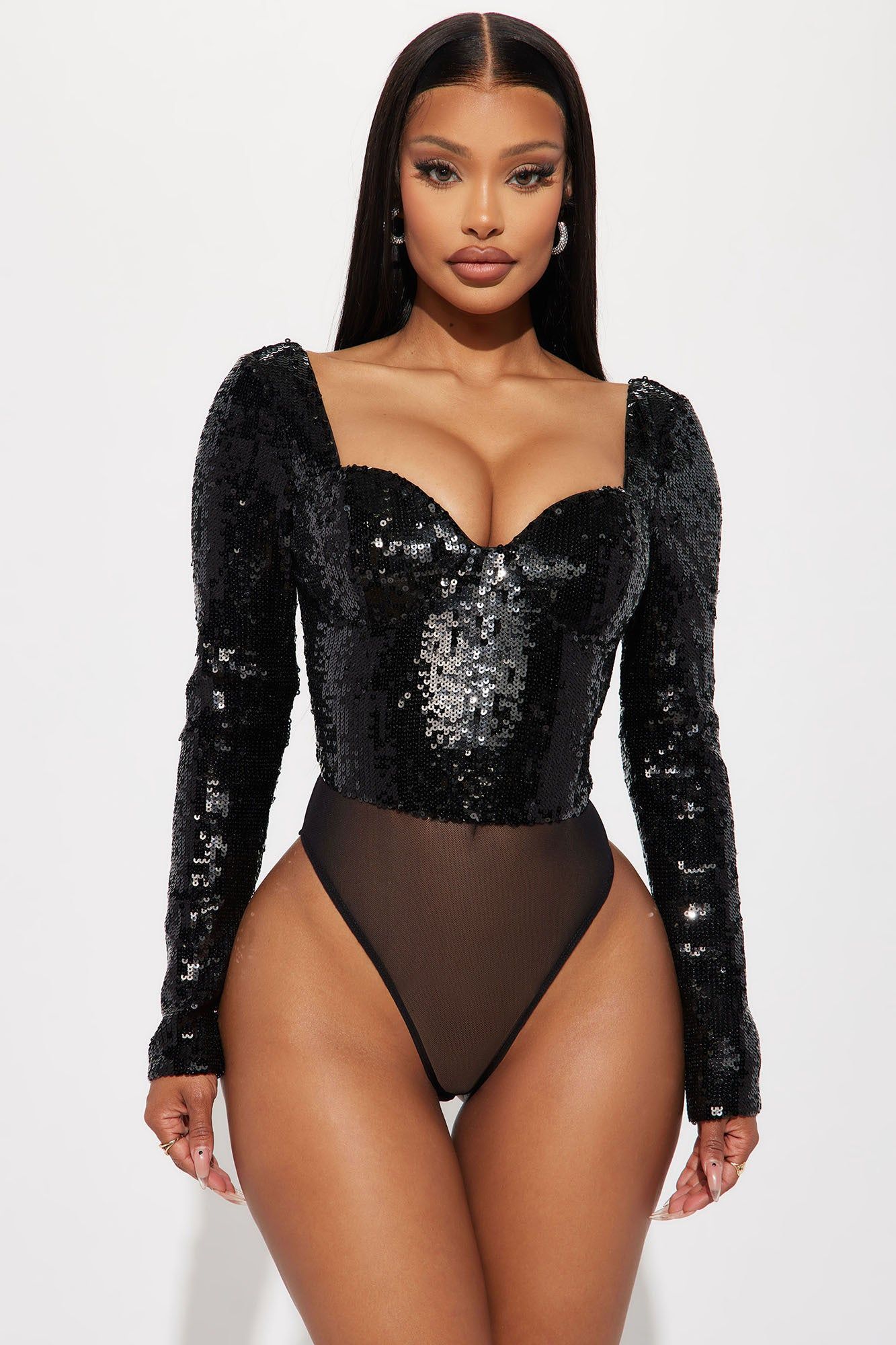 Cocktail Secrets Sequin Bodysuit - Black sold by Fashion Nova