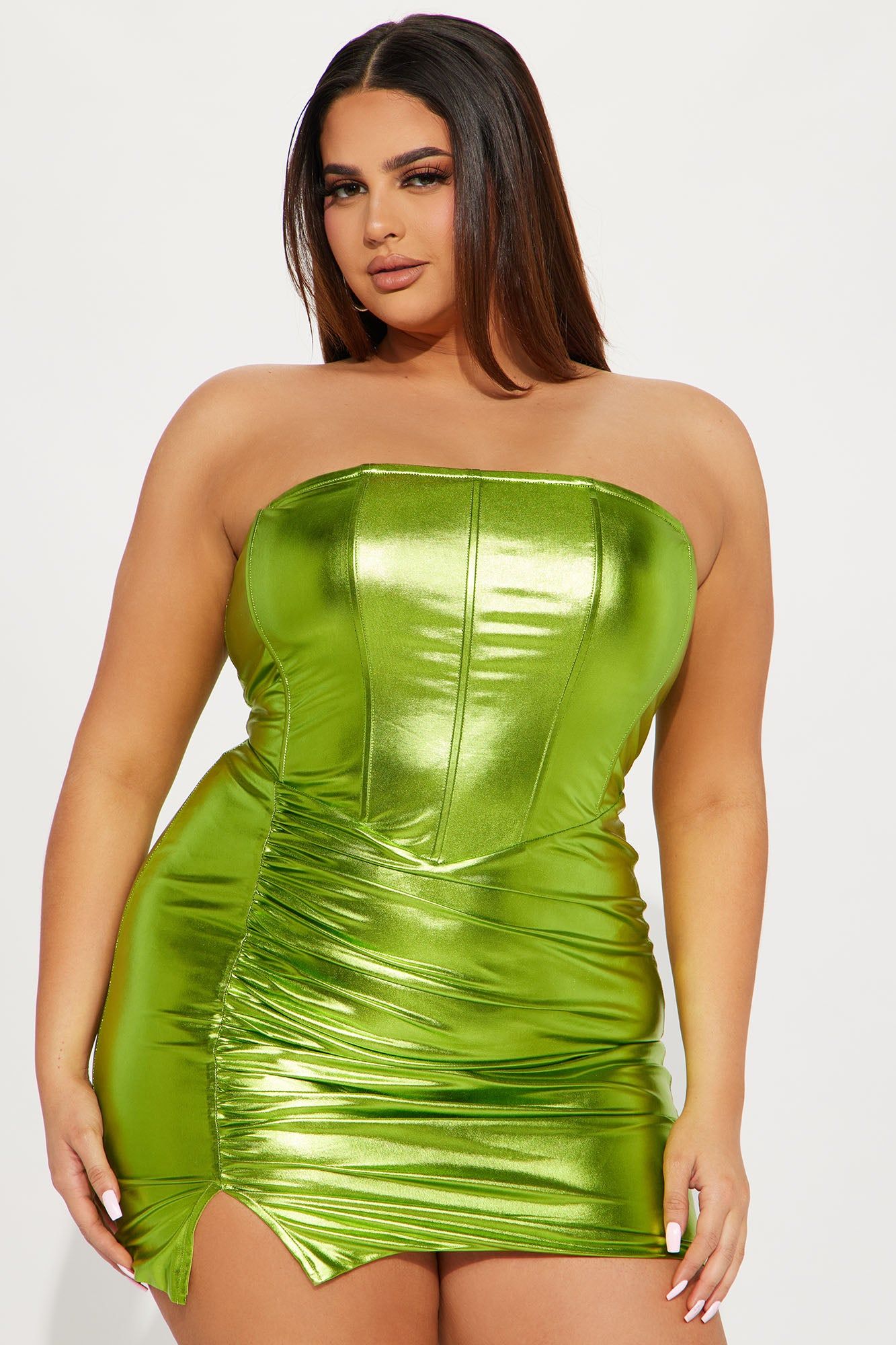 Neptune Metallic Mini Dress - Lime sold by Fashion Nova product image thumbnail 4