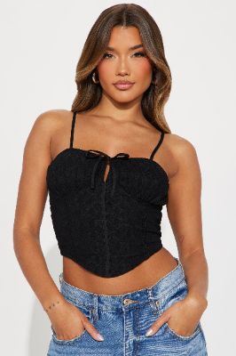 Let's Brunch Eyelet Top - Black made by Fashion Nova