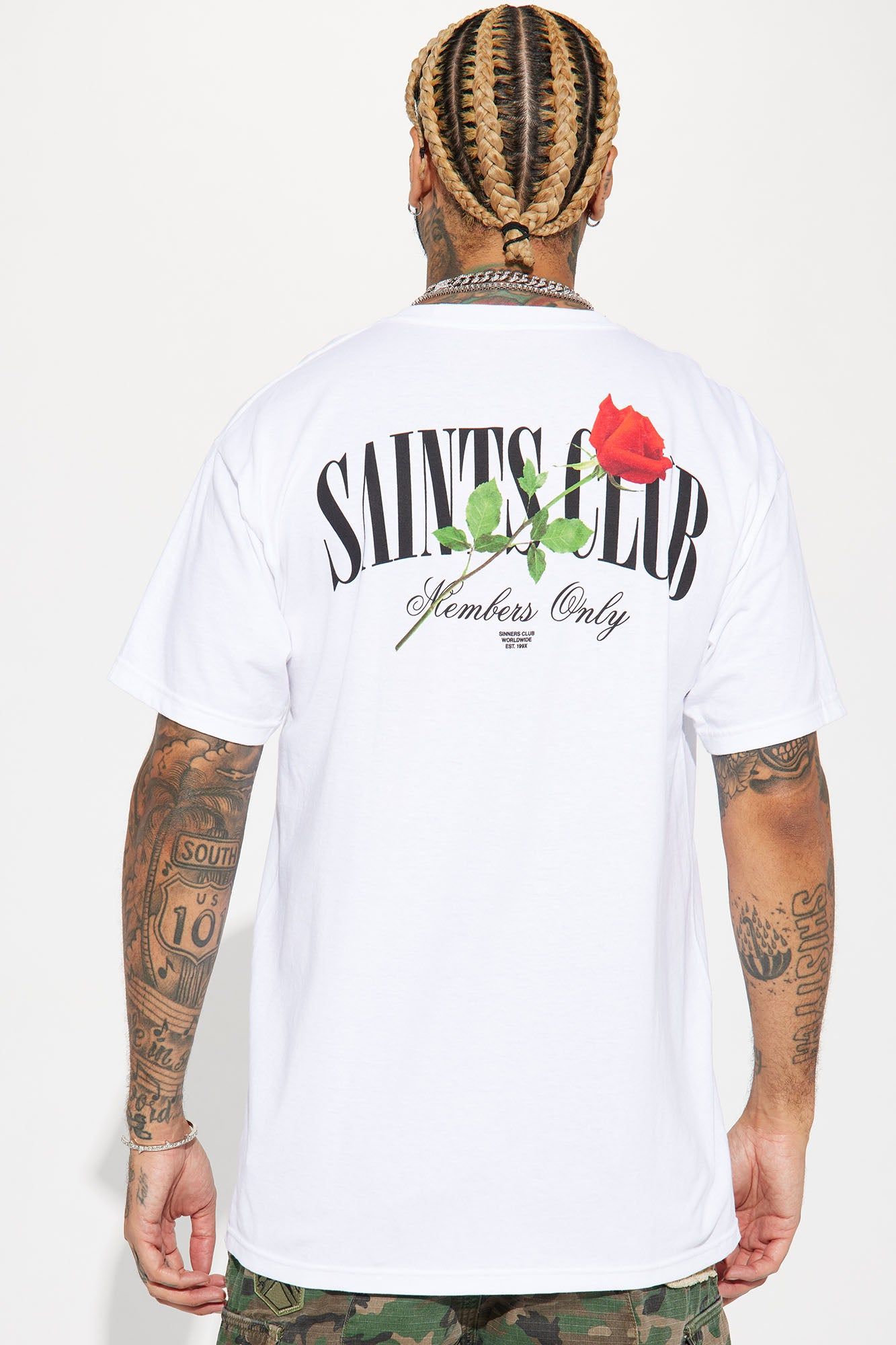 Saints Club Short Sleeve Tee - White sold by Fashion Nova