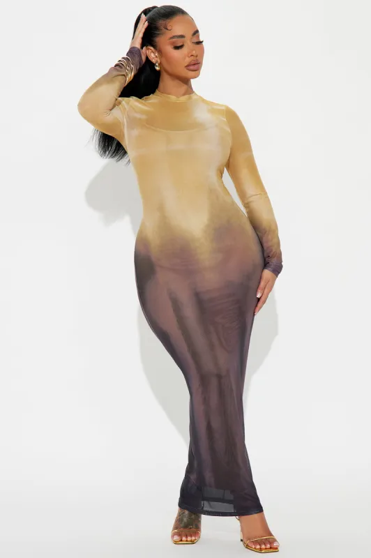 Gemma Tie Dye Mesh Maxi Dress - Yellow/combo sold by Fashion Nova