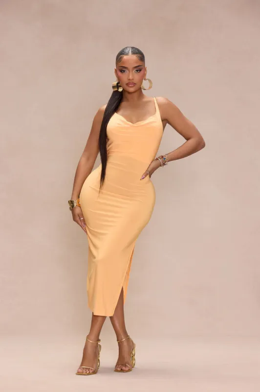 Sable Midi Dress - Orange sold by Fashion Nova