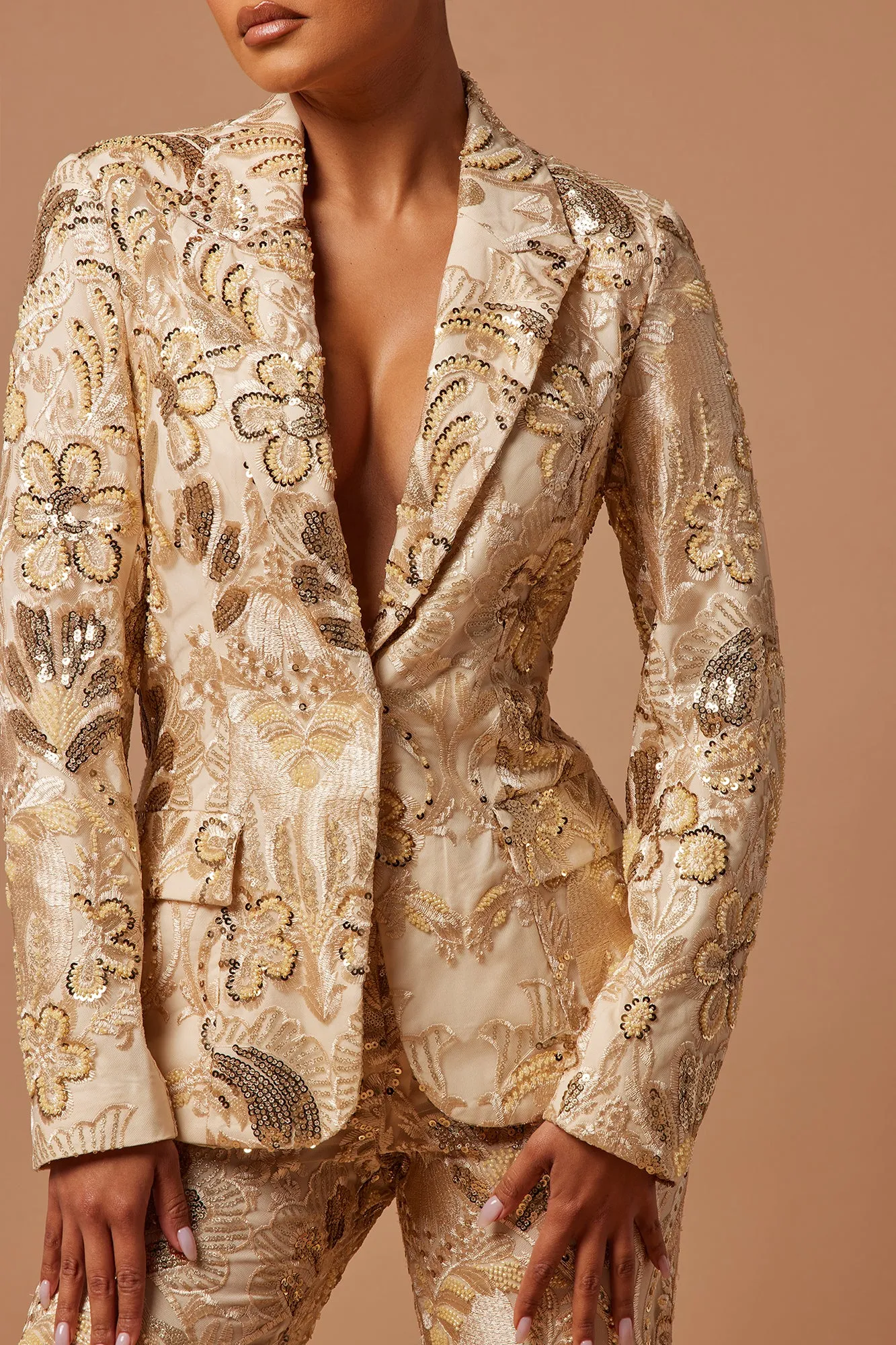 Ava Sequin Embellished Blazer - Cream sold by Fashion Nova product image thumbnail 3