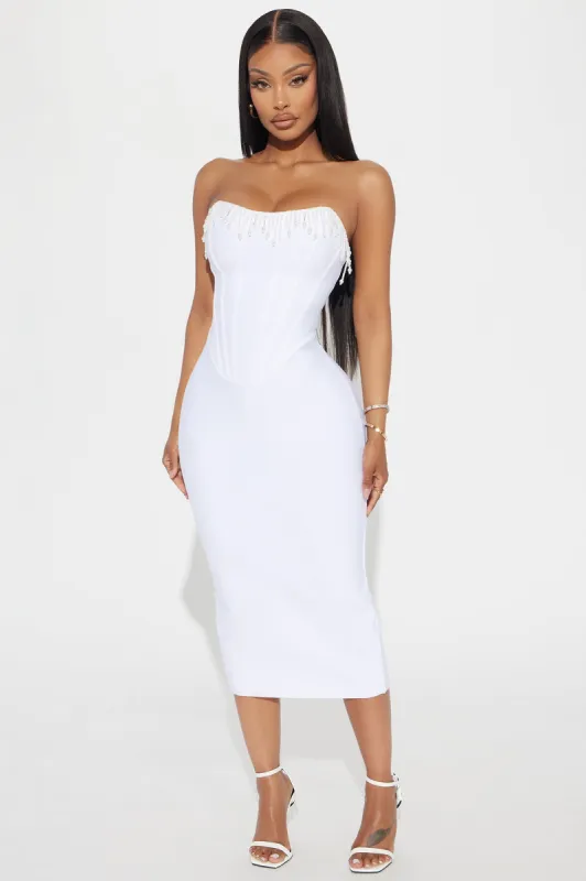 Win Me Over Bandage Midi Dress - White sold by Fashion Nova