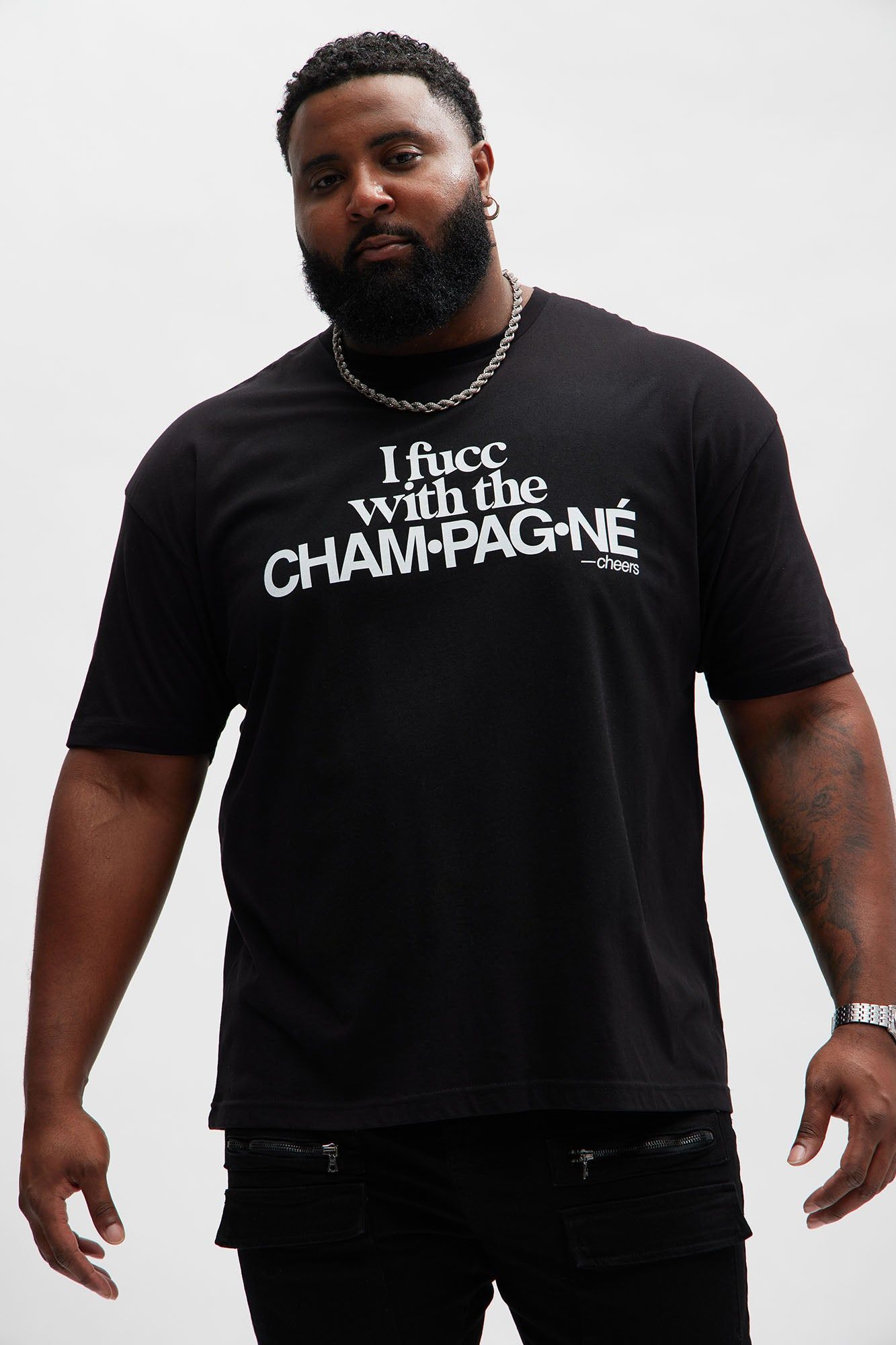 CHAM-PAG-NE Short Sleeve Tee - Black sold by Fashion Nova product image thumbnail 4