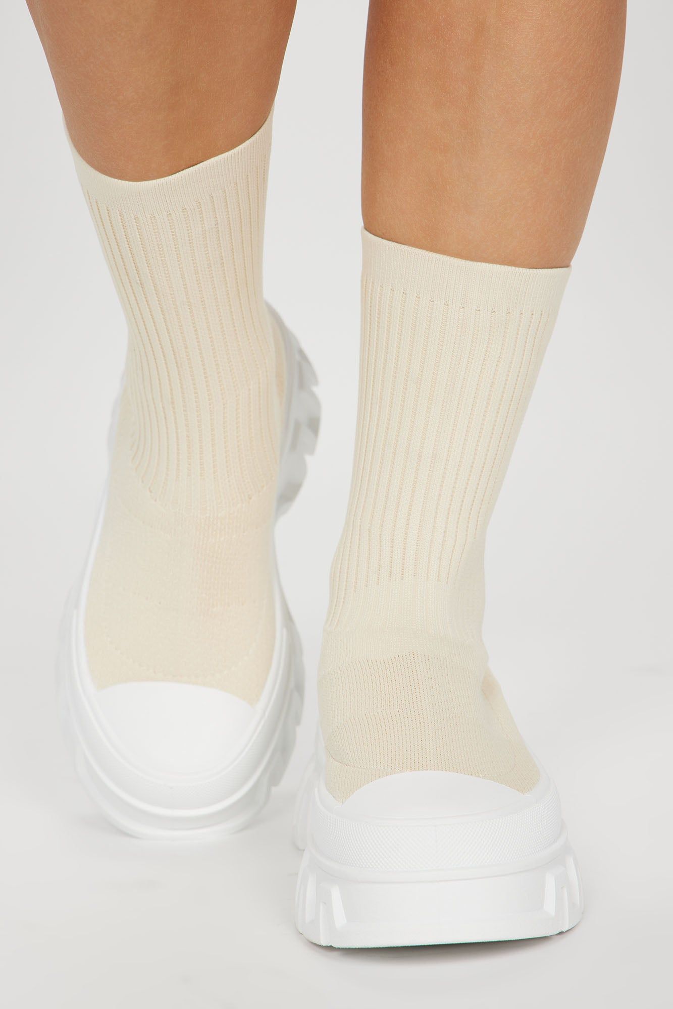 Never Late Platform Sneakers - Cream sold by Fashion Nova