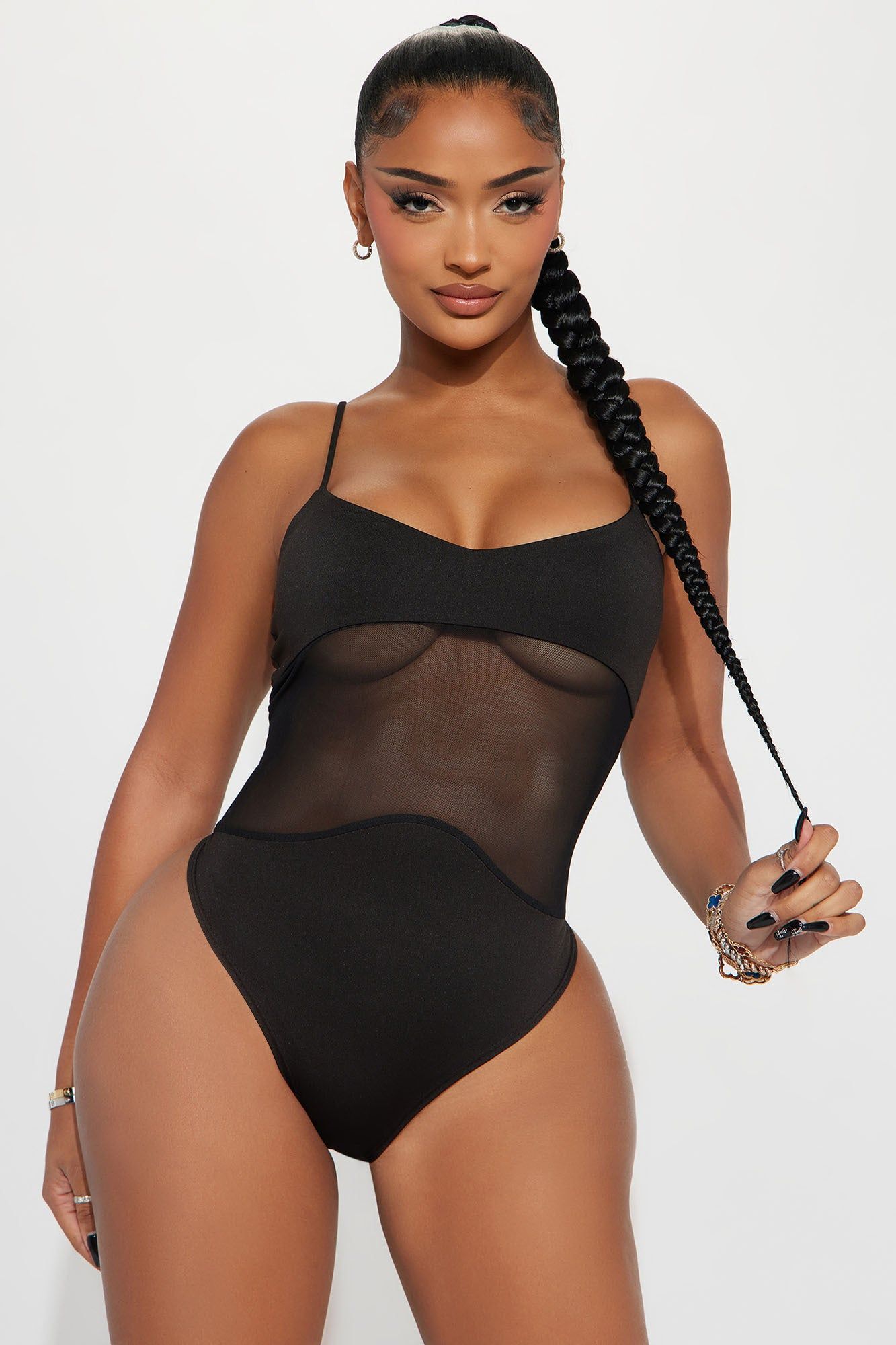 Samari Mesh Bodysuit - Black sold by Fashion Nova