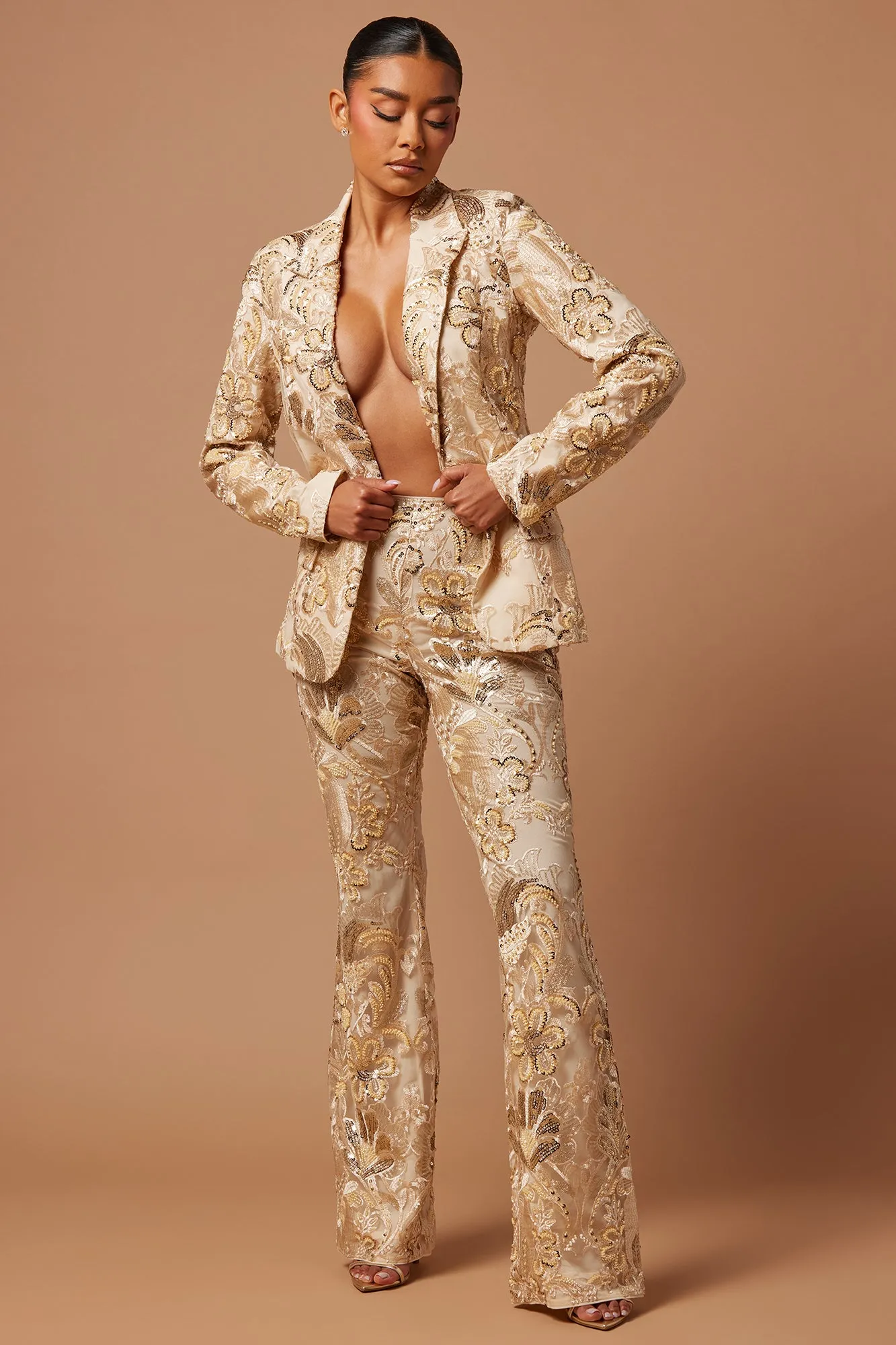 Ava Sequin Embellished Blazer - Cream sold by Fashion Nova product image thumbnail 2