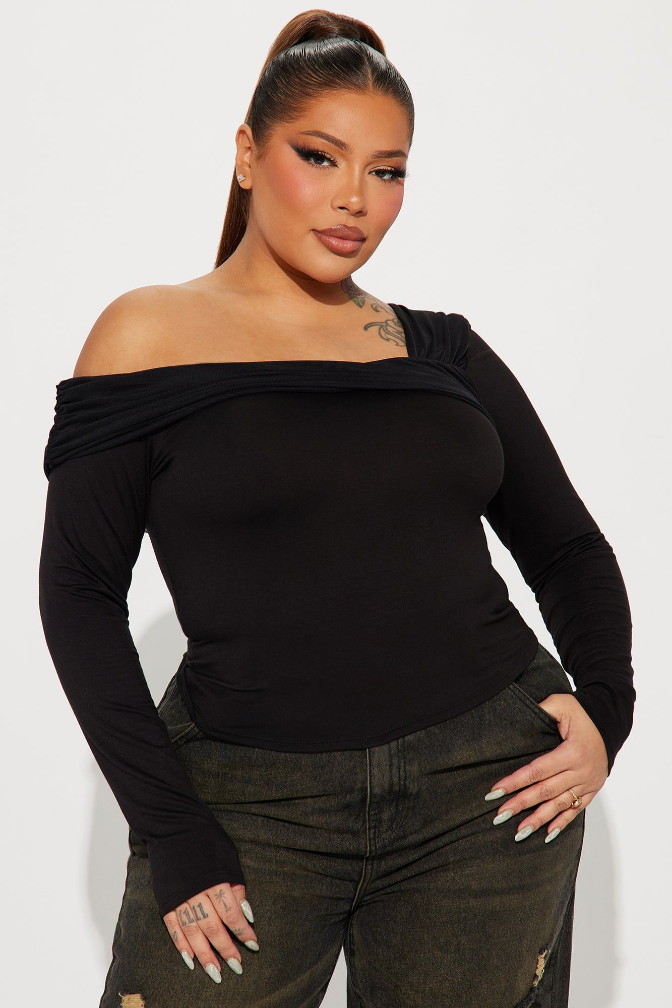 Alessandra One Shoulder Top - Black sold by Fashion Nova product image thumbnail 4
