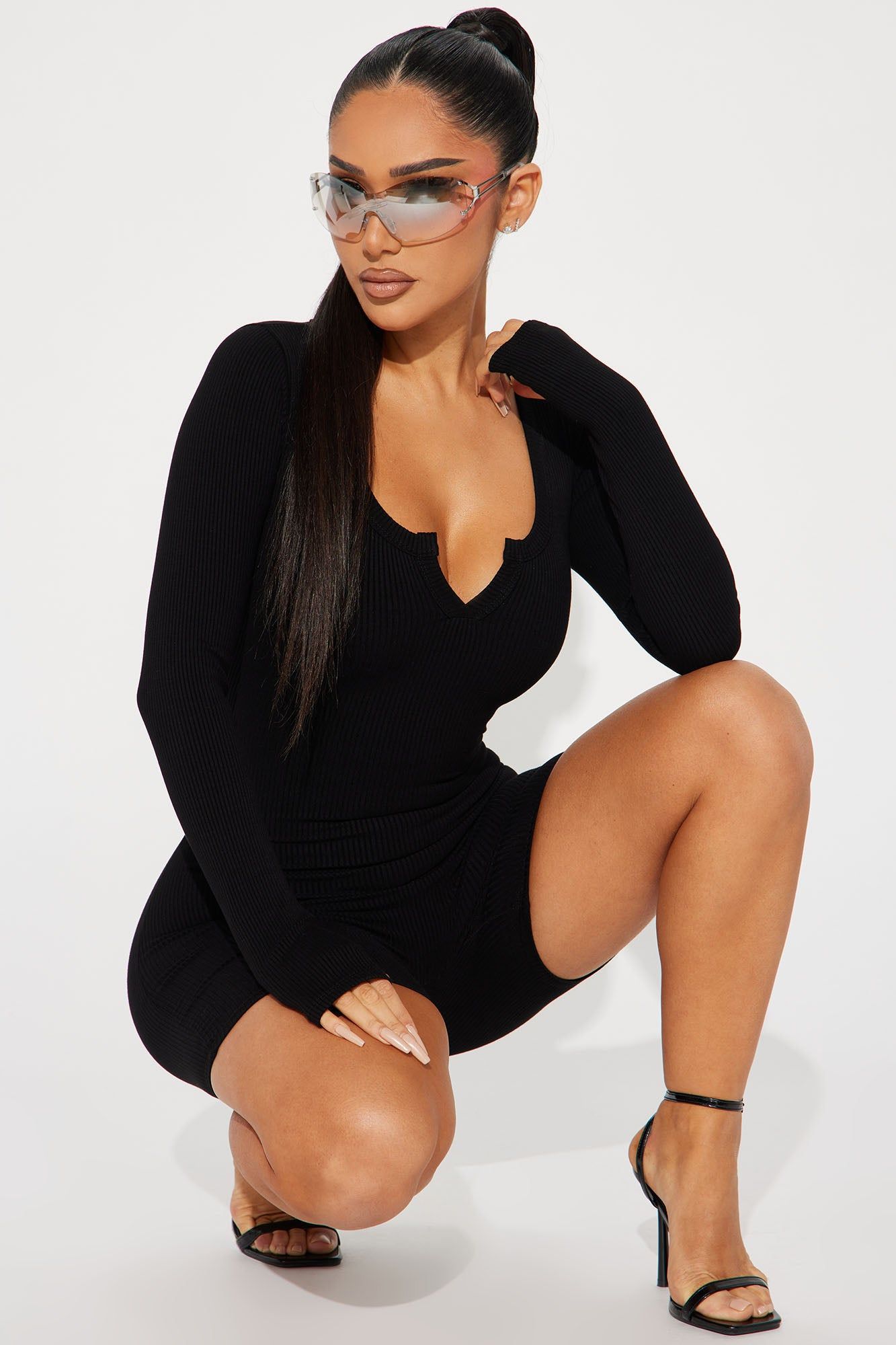 Kirsten Snatched Romper - Black sold by Fashion Nova