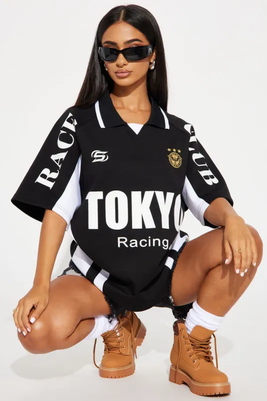 Tokyo Crowd Pleaser Polo Tee - Black sold by Fashion Nova