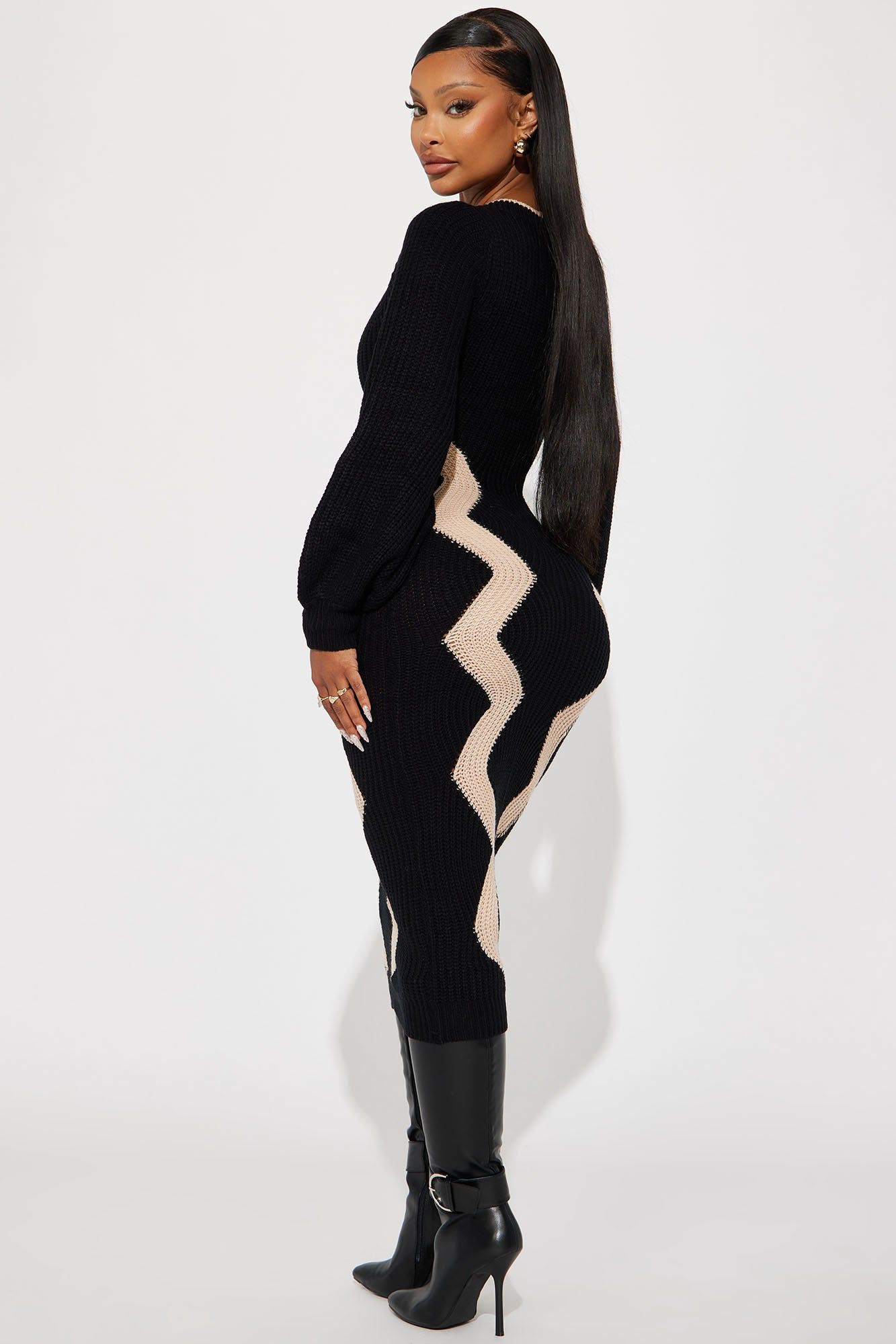 Daniella Sweater Maxi Dress - Black/combo sold by Fashion Nova product image thumbnail 3