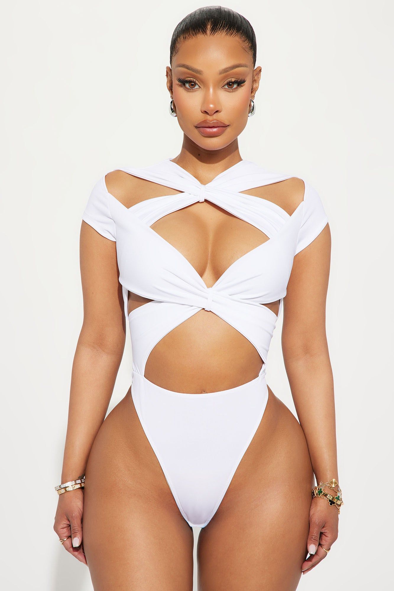 Never Too Much Bodysuit - White sold by Fashion Nova