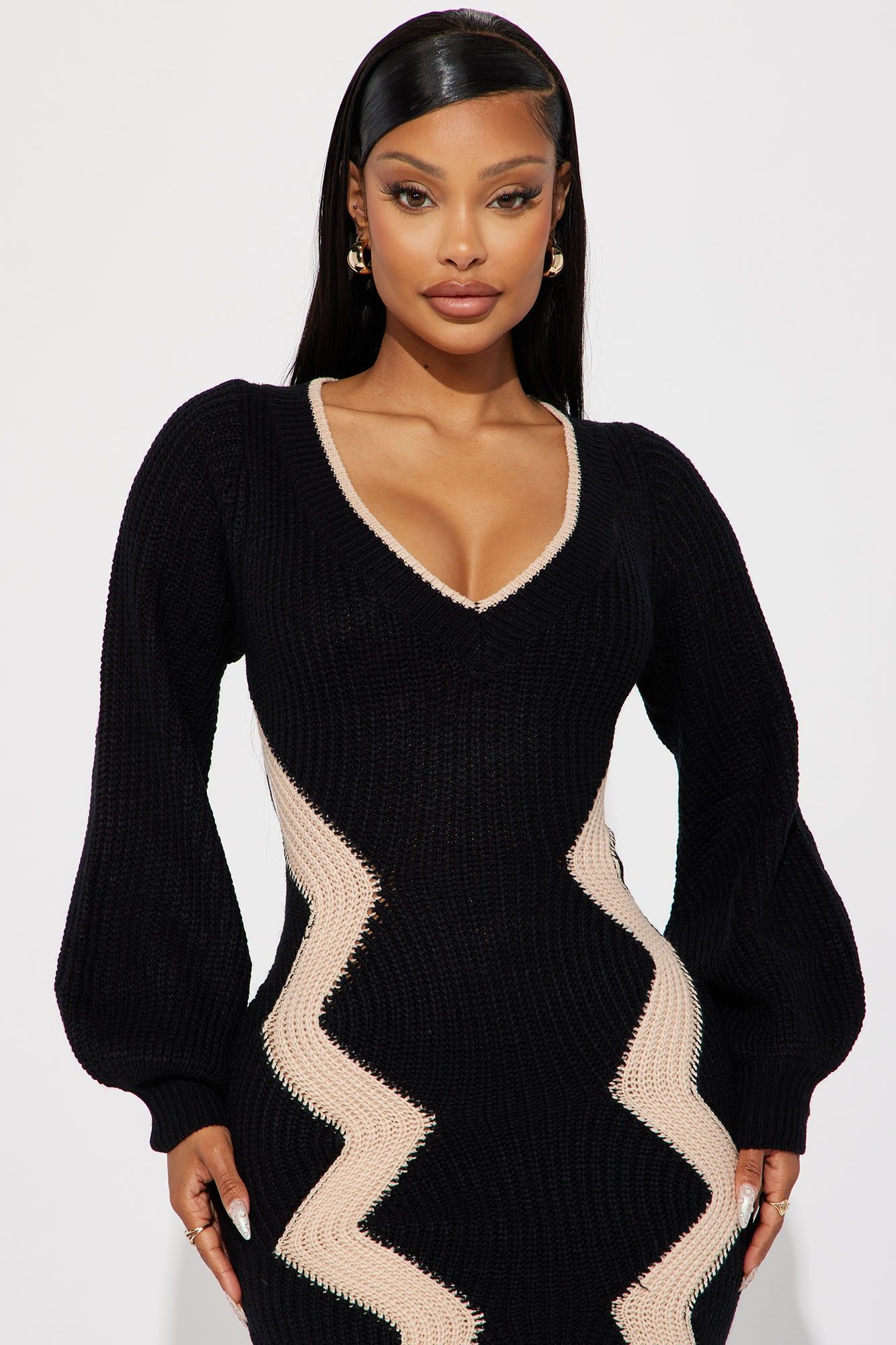 Daniella Sweater Maxi Dress - Black/combo sold by Fashion Nova product image thumbnail 2