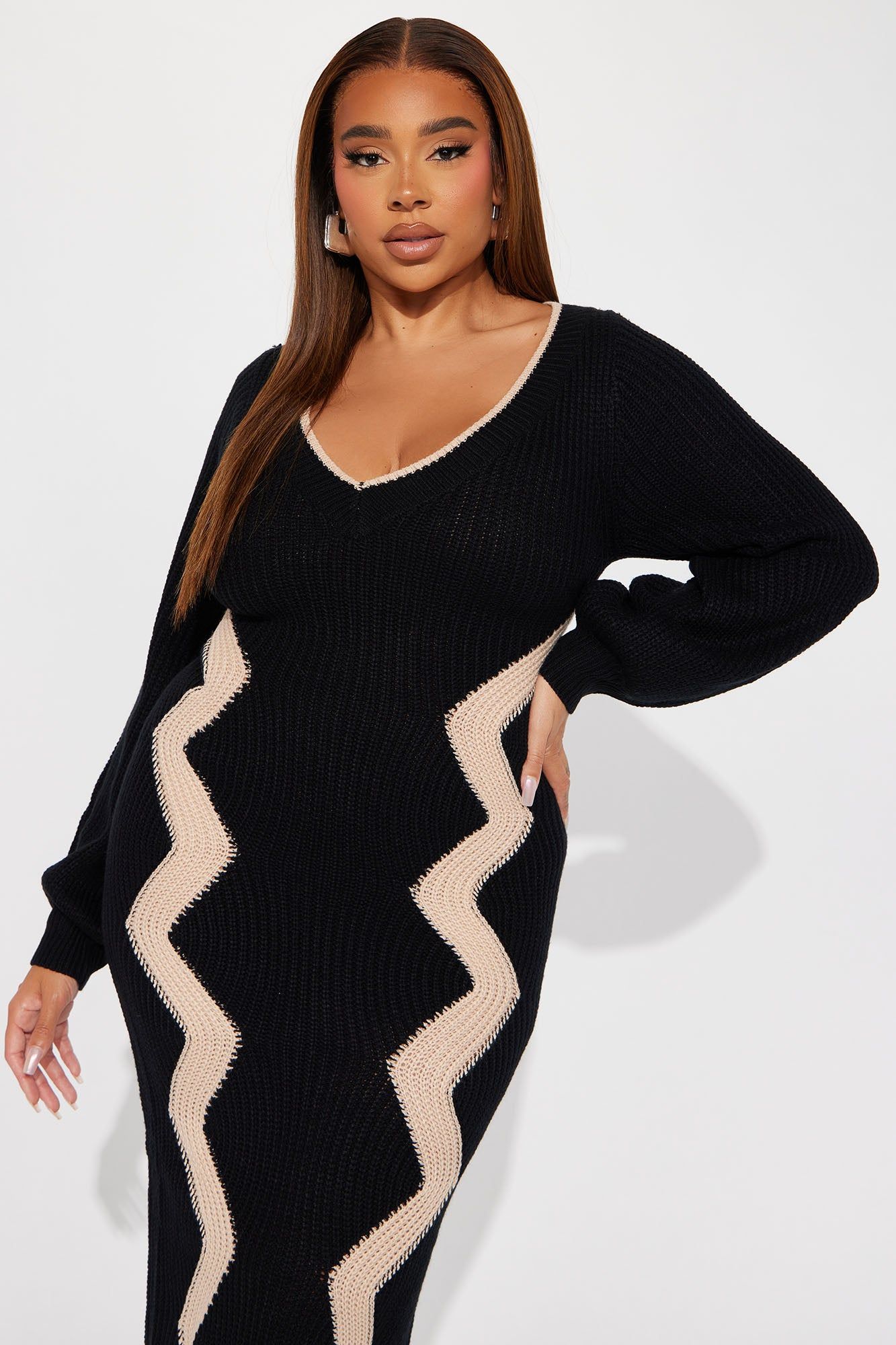 Daniella Sweater Maxi Dress - Black/combo sold by Fashion Nova product image thumbnail 5