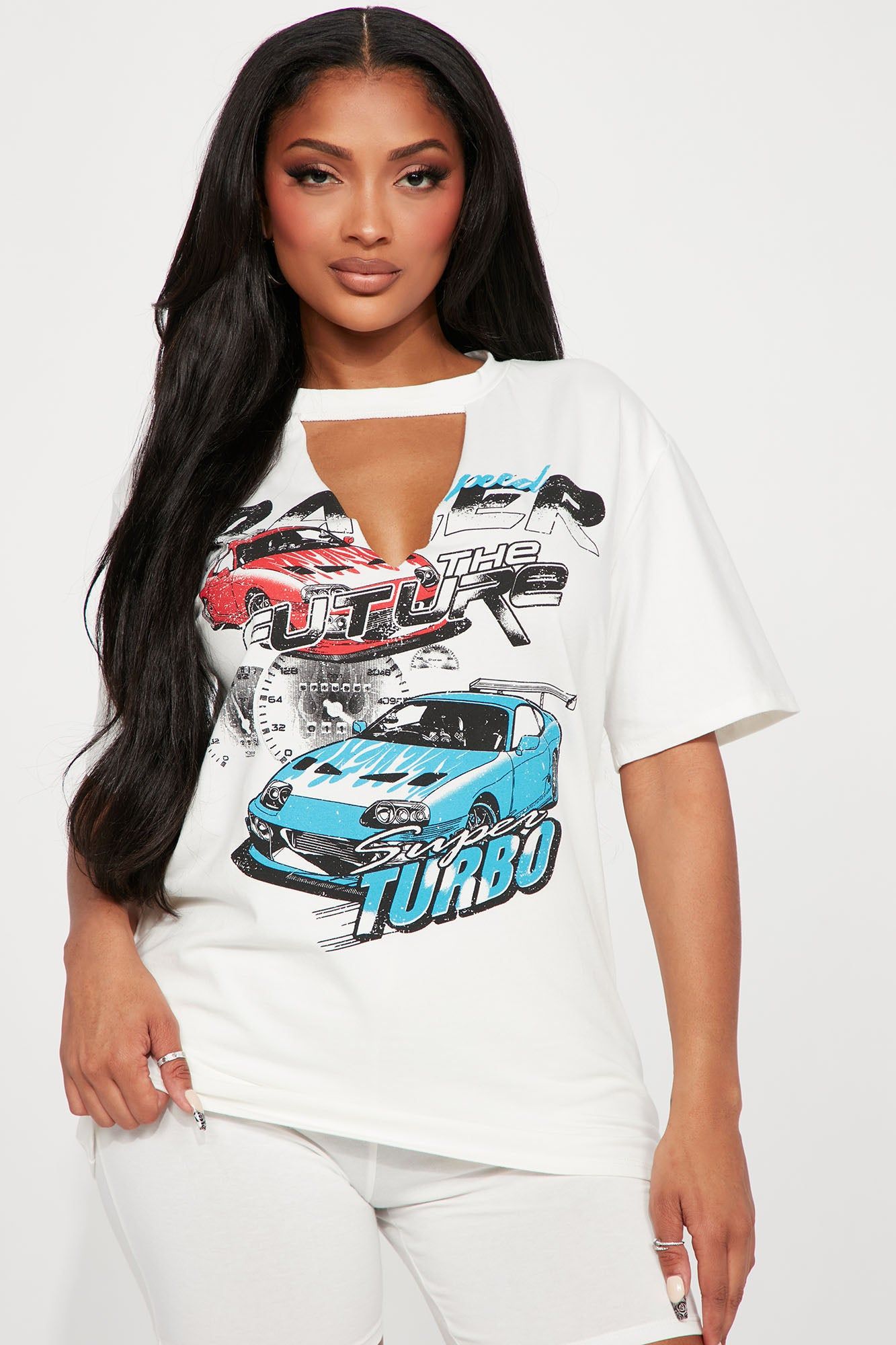 Speed Racer Biker Short Set - Off White sold by Fashion Nova product image thumbnail 2