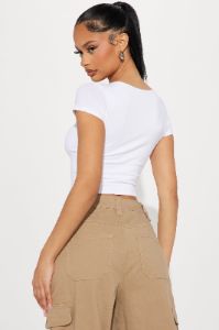 Venus V-Neck Double Layered Tee - White sold by Fashion Nova