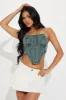 Coastline Washed Denim Corset Top - Vintage Wash sold by Fashion Nova