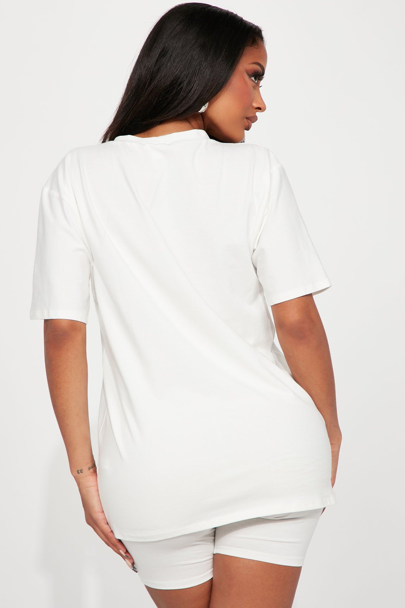 Speed Racer Biker Short Set - Off White sold by Fashion Nova product image thumbnail 4