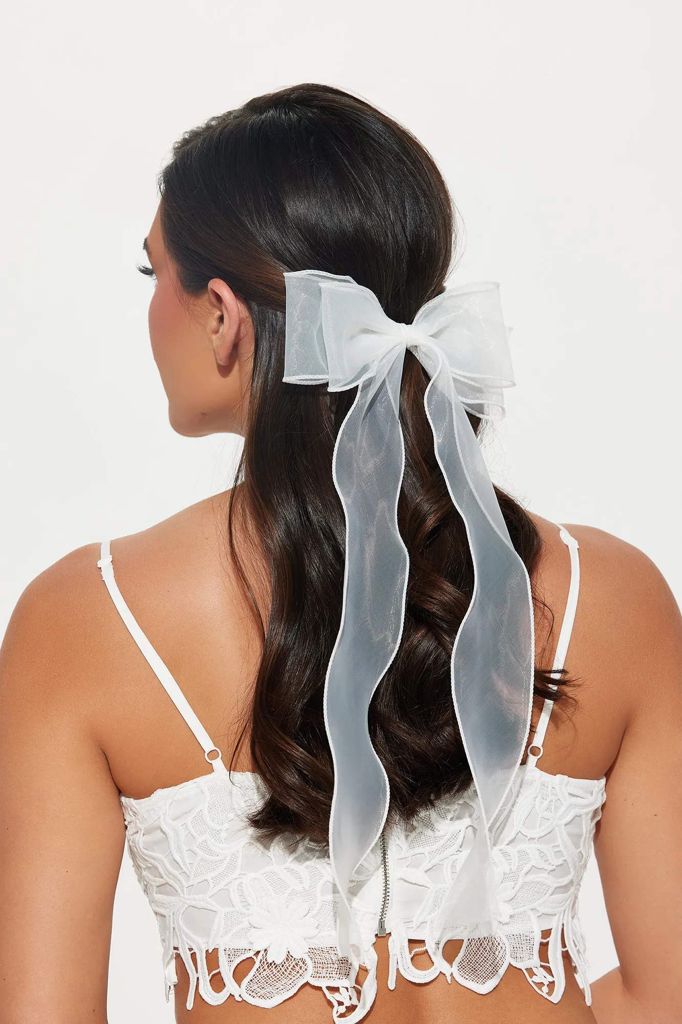 Spoil Me Hair Bow - White sold by Fashion Nova