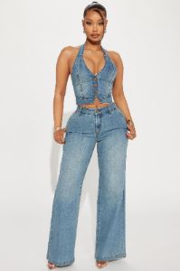 Delusional Denim Halter Top - Medium Wash sold by Fashion Nova