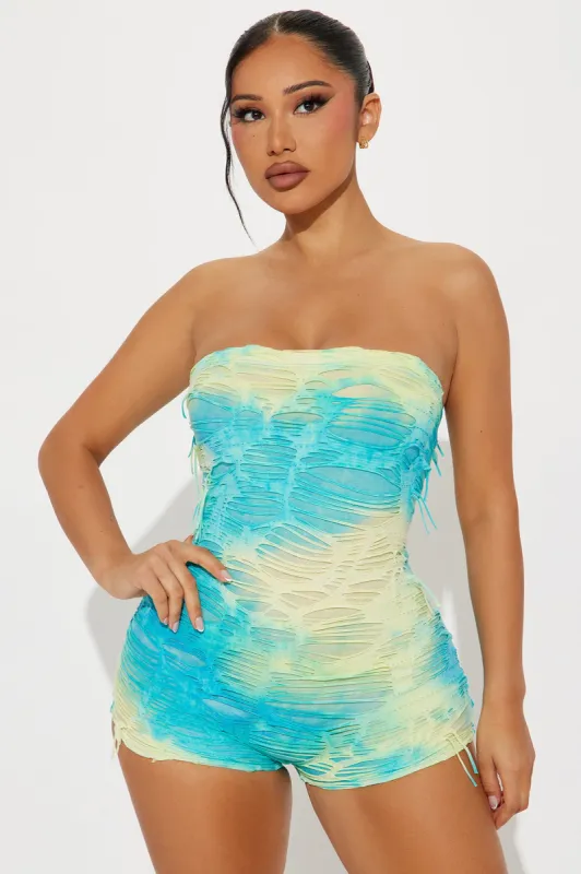 So Much Play Tie Dye Romper - Blue sold by Fashion Nova