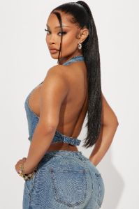 Delusional Denim Halter Top - Medium Wash sold by Fashion Nova