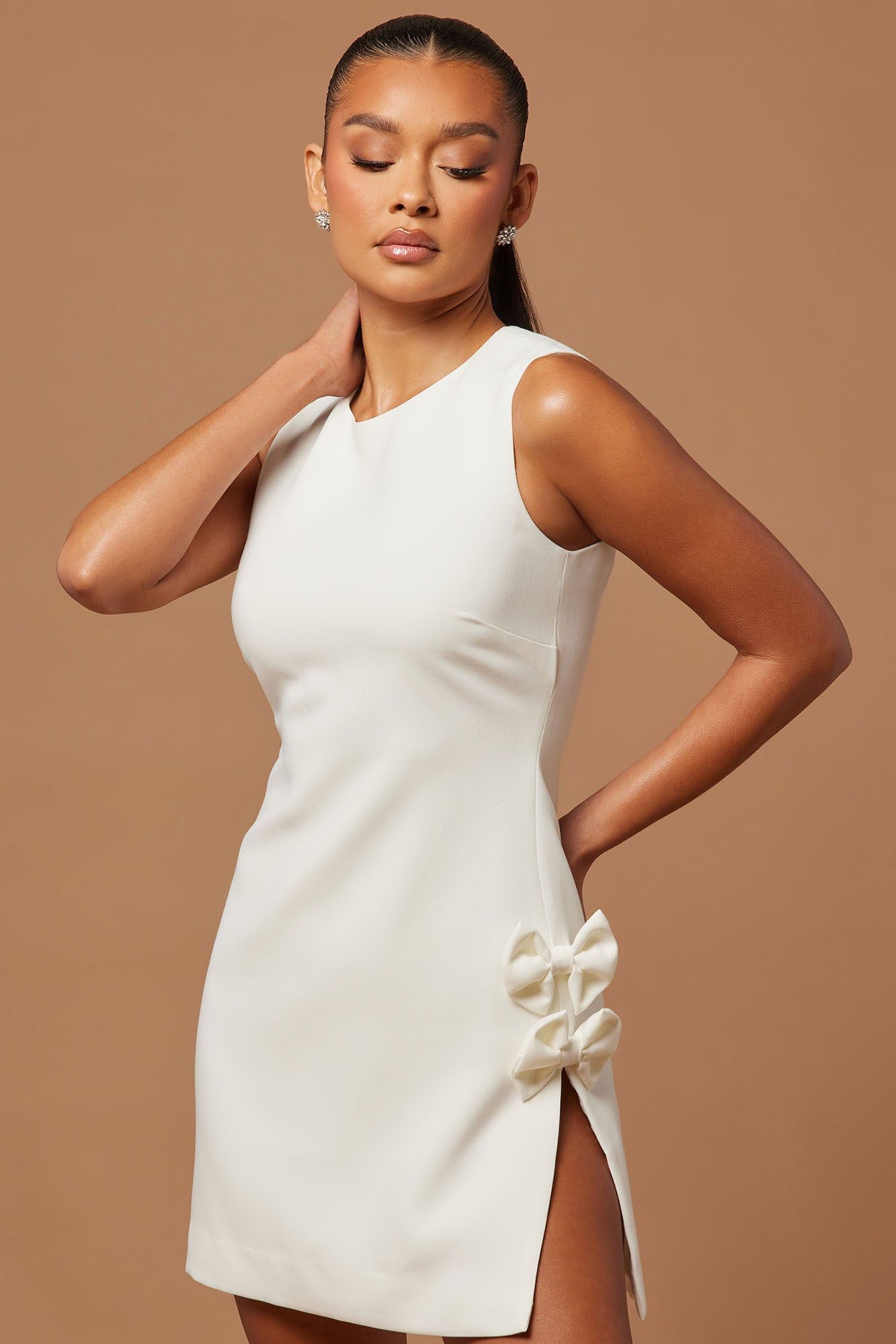 Alana Bow Mini Dress - Off White sold by Fashion Nova product image thumbnail 2
