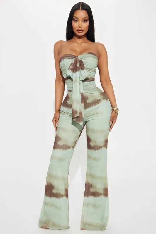 Waves on the Beach Jumpsuit - Mint/combo sold by Fashion Nova