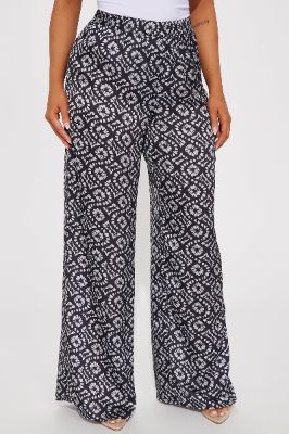 Sundream Satin Wide Leg Pant - Black/combo sold by Fashion Nova