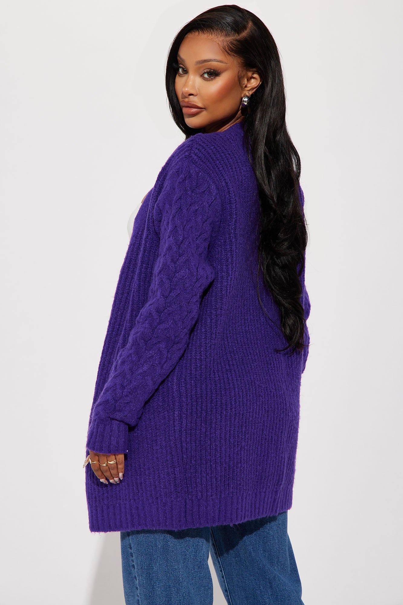 Keoni Cardigan Sweater - Purple sold by Fashion Nova product image thumbnail 3