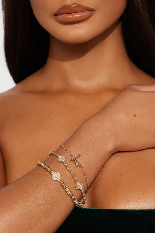 Bailey Beads 3 Piece Bracelet Set - Gold sold by Fashion Nova