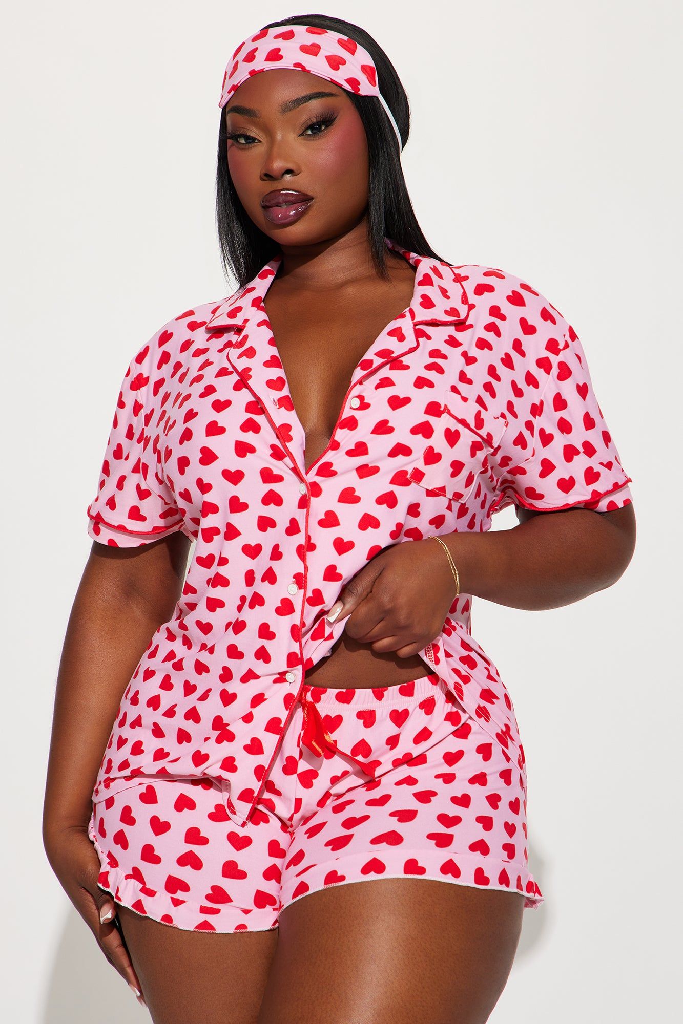 Love This Bed 3 Piece PJ Short Set - Pink/Pink sold by Fashion Nova product image thumbnail 4