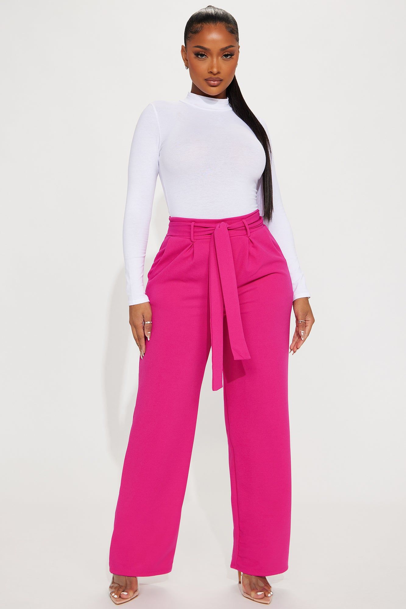 Ellery Tie Waist Trouser - Magenta sold by Fashion Nova