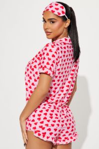 Love This Bed 3 Piece PJ Short Set - Pink/Pink sold by Fashion Nova