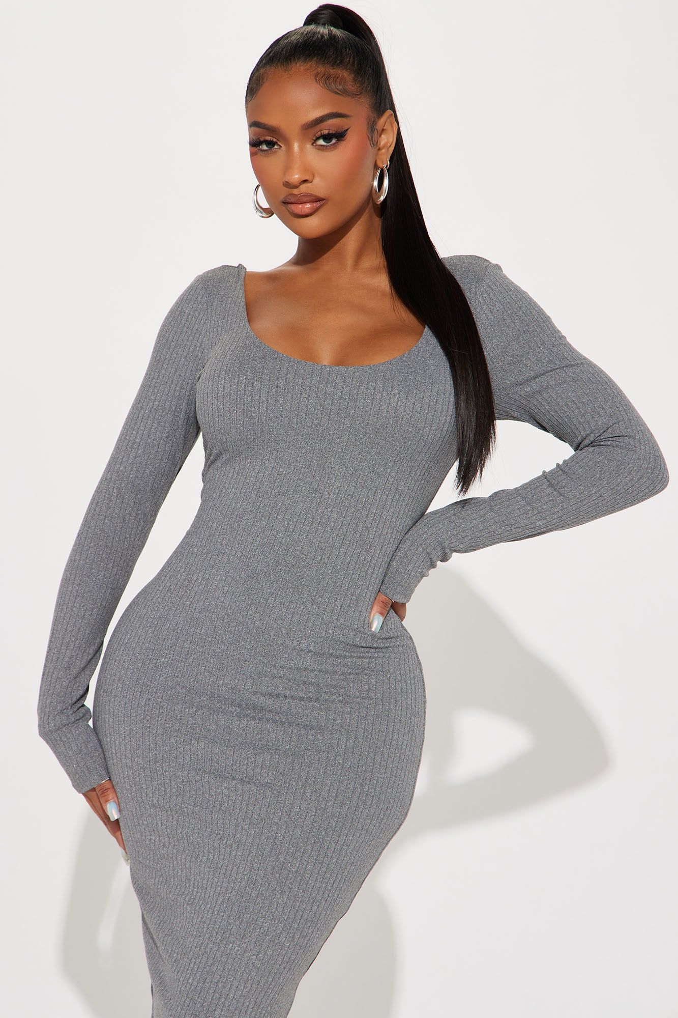 Mya Double Lined Midi Dress - Heather Grey sold by Fashion Nova product image thumbnail 2