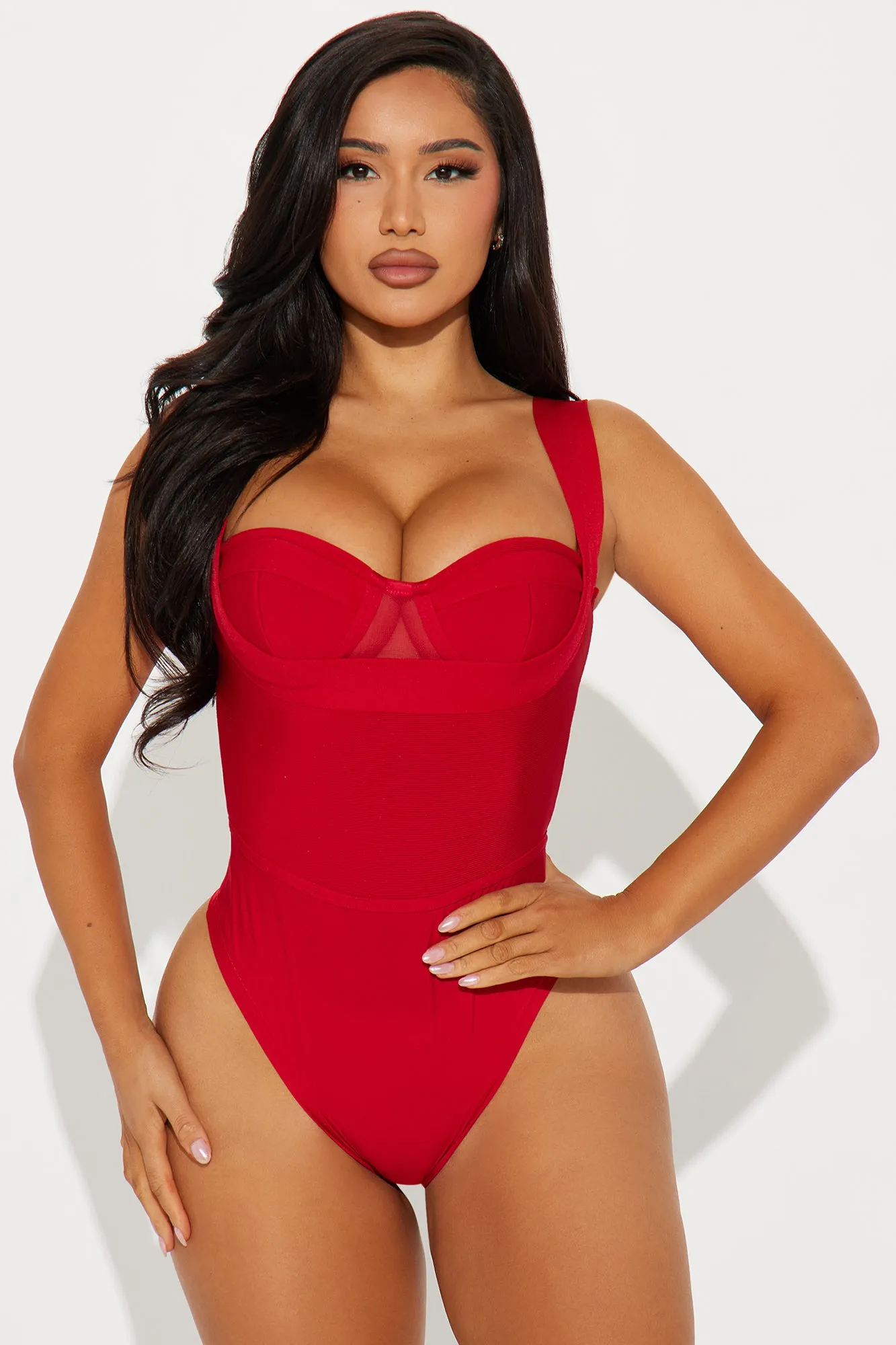 My Revenge Bandage Bodysuit - Red sold by Fashion Nova