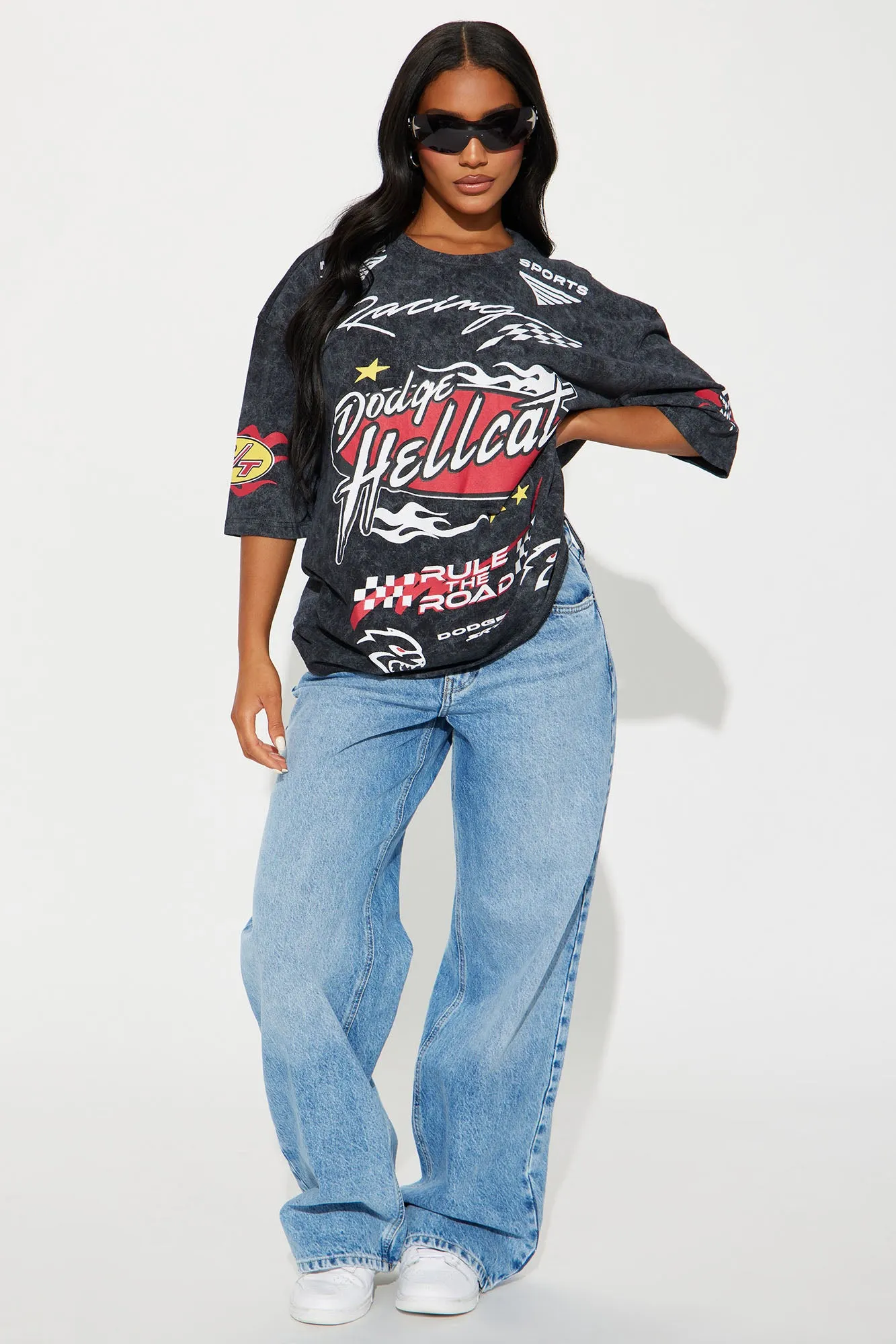 Dodge Hellcat Vintage Washed Tee - Black Wash sold by Fashion Nova product image thumbnail 2