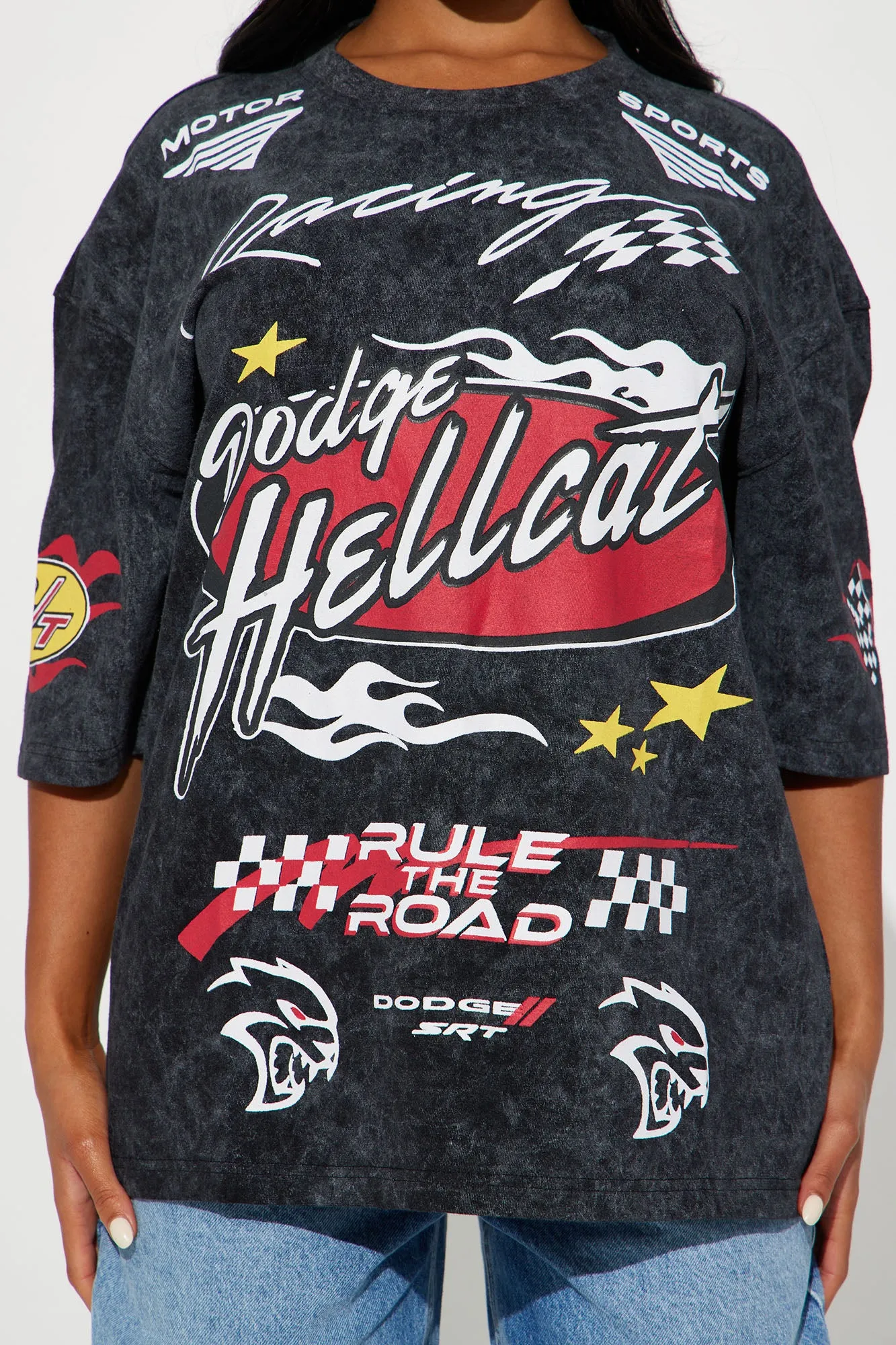 Dodge Hellcat Vintage Washed Tee - Black Wash sold by Fashion Nova product image thumbnail 3