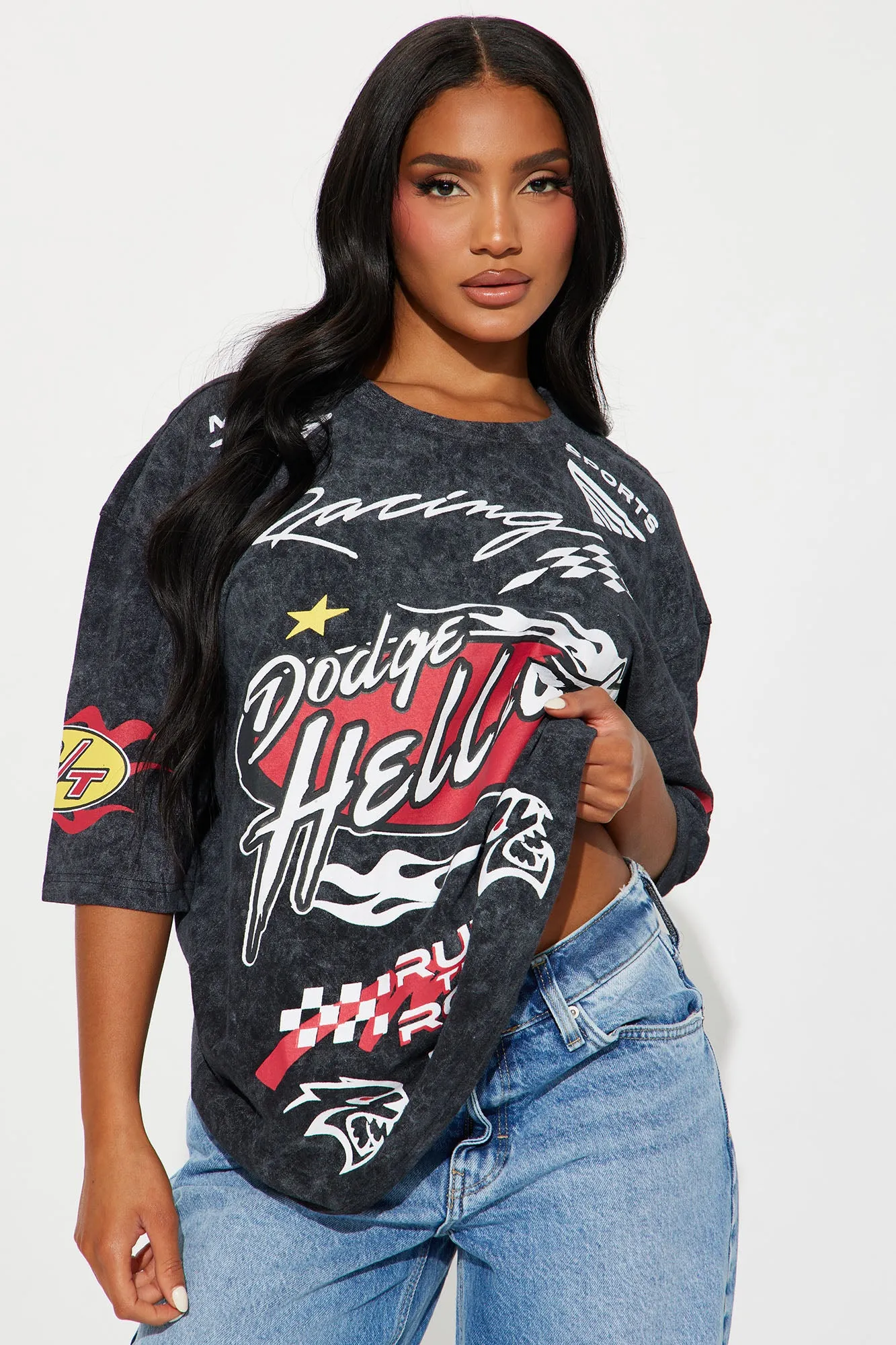 Dodge Hellcat Vintage Washed Tee - Black Wash sold by Fashion Nova