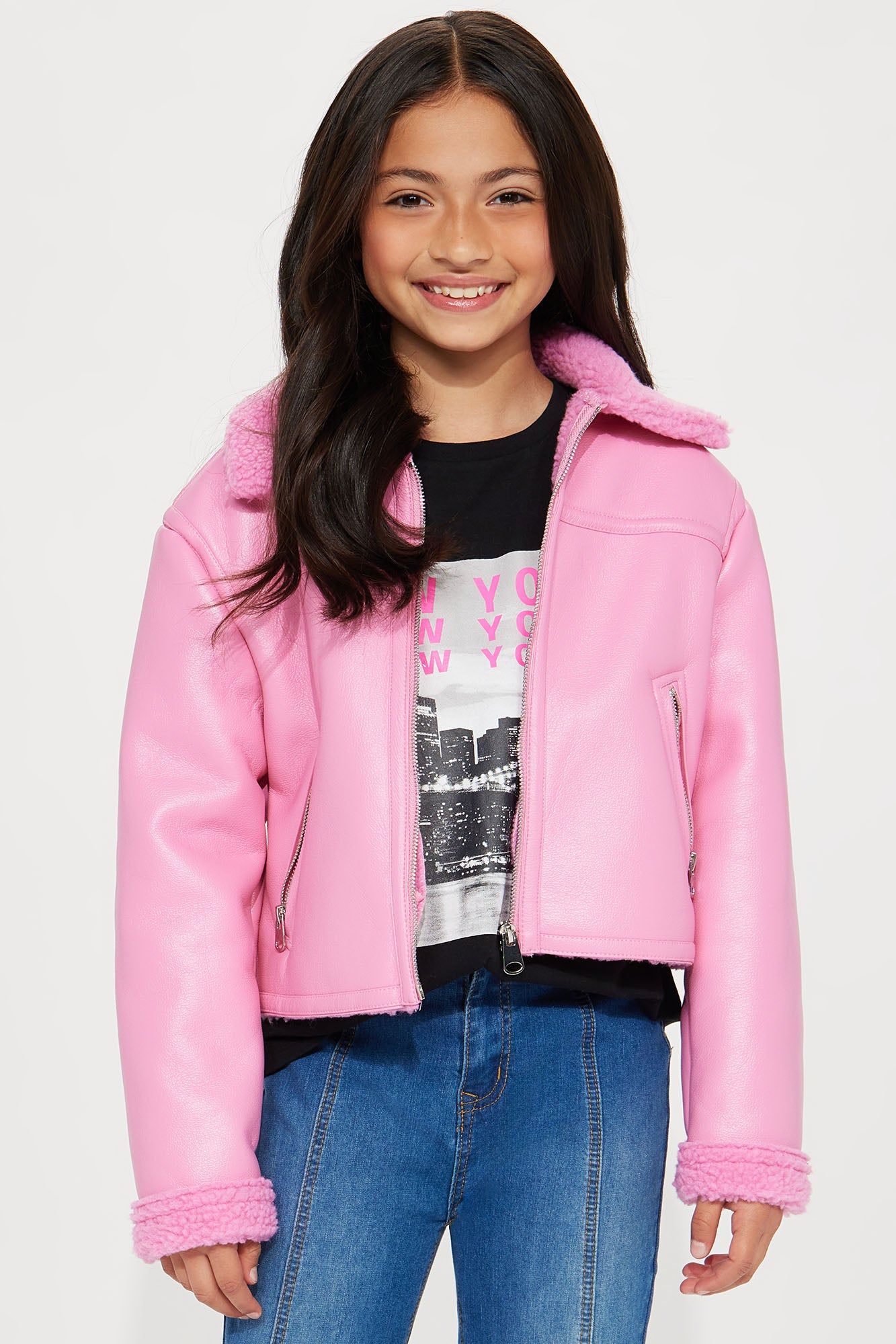 Mini Taking Notes Bomber Jacket - Pink sold by Fashion Nova