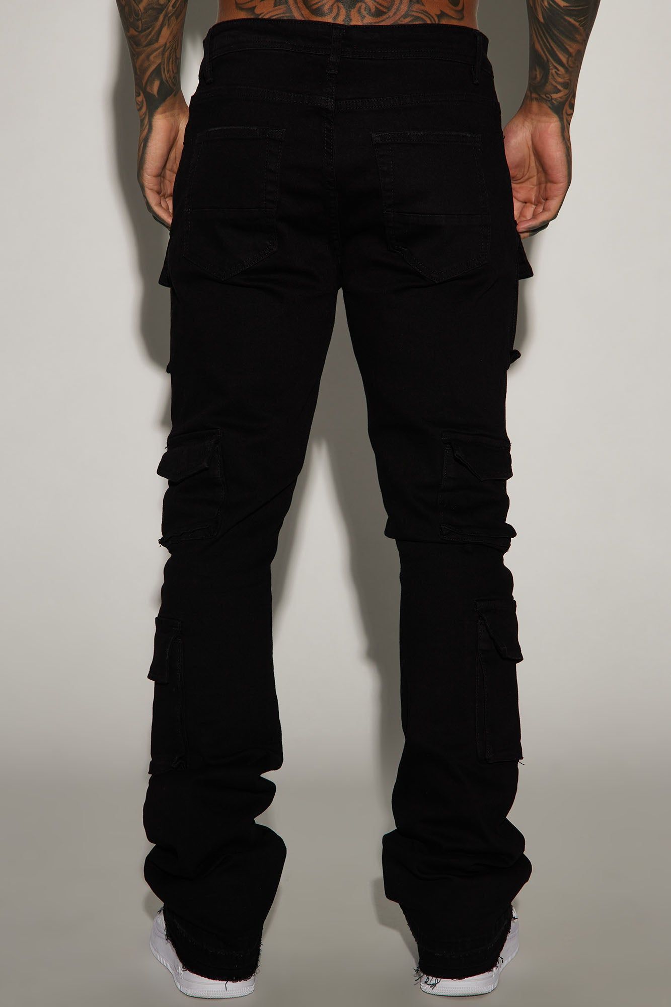 Three Cargo Stacked Skinny Flare Jeans - Black sold by Fashion Nova product image thumbnail 5