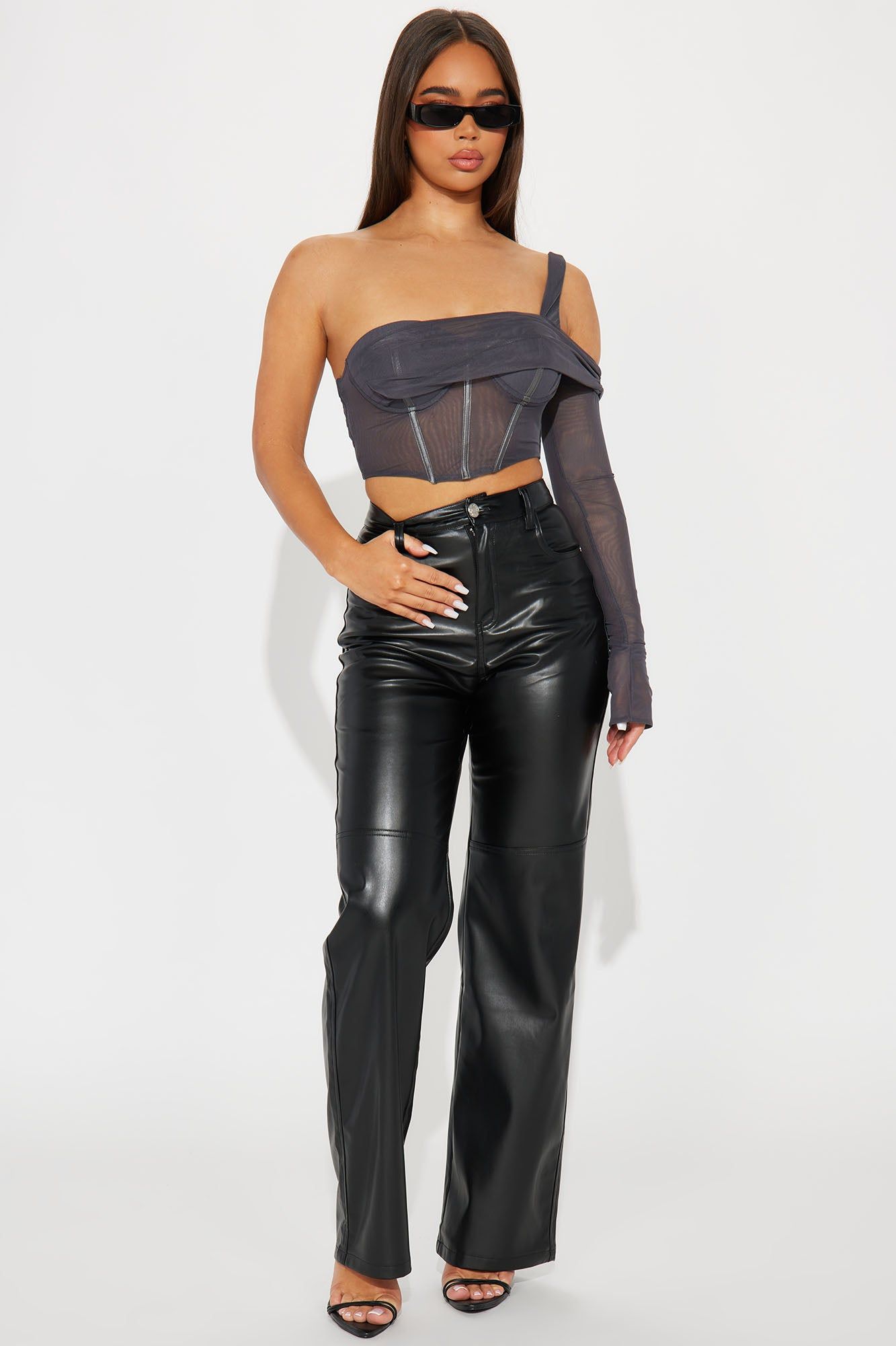 Michelle Mesh Corset Top - Grey sold by Fashion Nova product image thumbnail 2